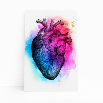 Coração Arte Colorido Abstrato Quadro Canvas 