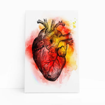 Coração Arte Tons Vermelho Abstrato Quadro Canvas