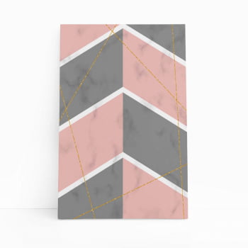 Geométrico Rosa Cinza e Branco Quadro Canvas