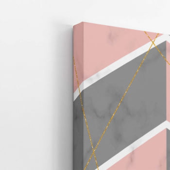 Geométrico Rosa Cinza e Branco Quadro Canvas