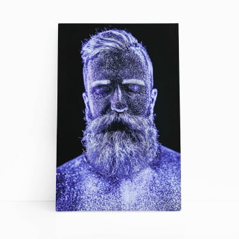 Homem Neve Azul Fotografia Colorida Quadro Canvas