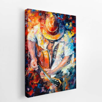 Homem Tocando Violão Arte Colorido Quadro Canvas