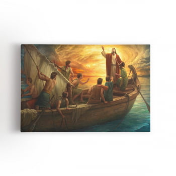 Jesus Cristo no Barco Arte Religioso Quadro Canvas 