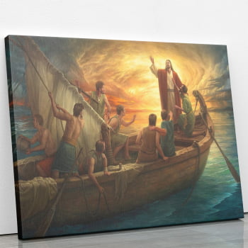 Jesus Cristo no Barco Arte Religioso Quadro Canvas 