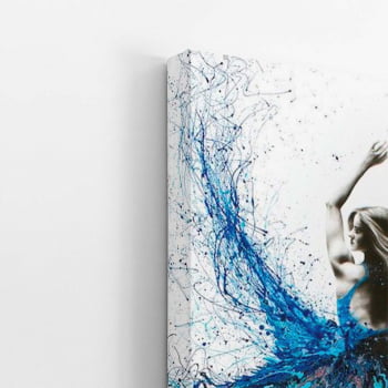 Mulher Vestido Azul Arte Abstrato Quadro Canvas