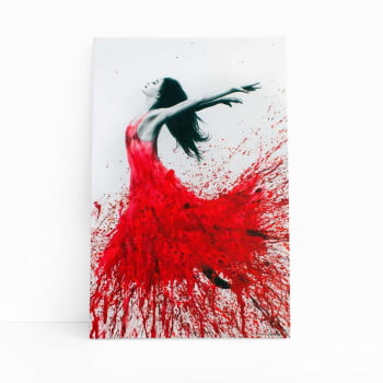 Mulher Vestido Vermelho Arte Abstrato Quadro Canvas