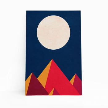 Noite Montanha Minimalista Colorido Quadro Canvas