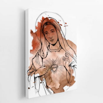 Nossa Senhora Arte Aquarela Marrom Quadro Canvas