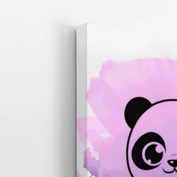 Panda Desenho Animais Roxo Infantil Quadro Canvas