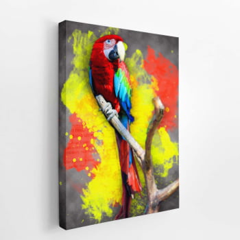 Papagaio Animais Foto Arte Aquarela Quadro Canvas