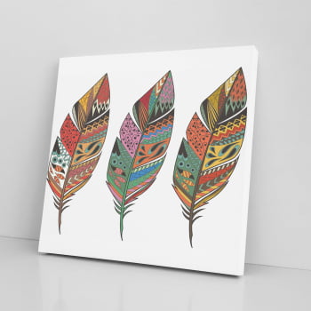 Penas Coloridas Abstrato Minimalista Quadro Canvas