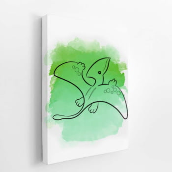 Pterodáctilo Dino Verde Infantil Quadro Canvas