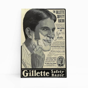 Quadro Barbearia Gillette Retro Vintage Canvas 