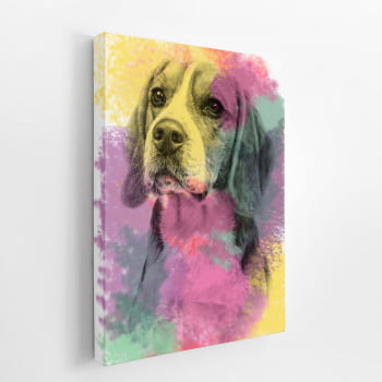 Quadro Cachorro Beagle Aquarela Tinta Canvas