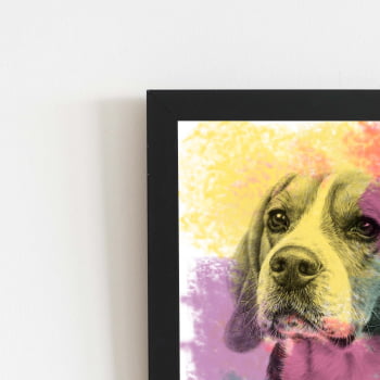 Quadro Cachorro Beagle Aquarela Tinta Moldura