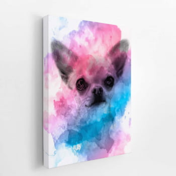 Quadro Cachorro Chihuahua Colorido Aquarela Canvas