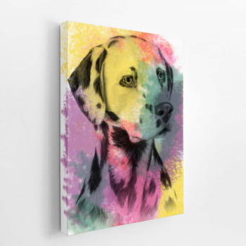 Quadro Cachorro Dálmata Aquarela Colorido Canvas