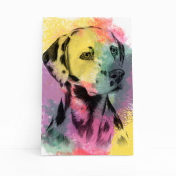 Quadro Cachorro Dálmata Aquarela Colorido Canvas