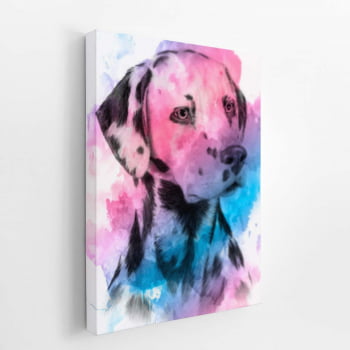 Quadro Cachorro Dálmata Colorido Aquarela Canvas 