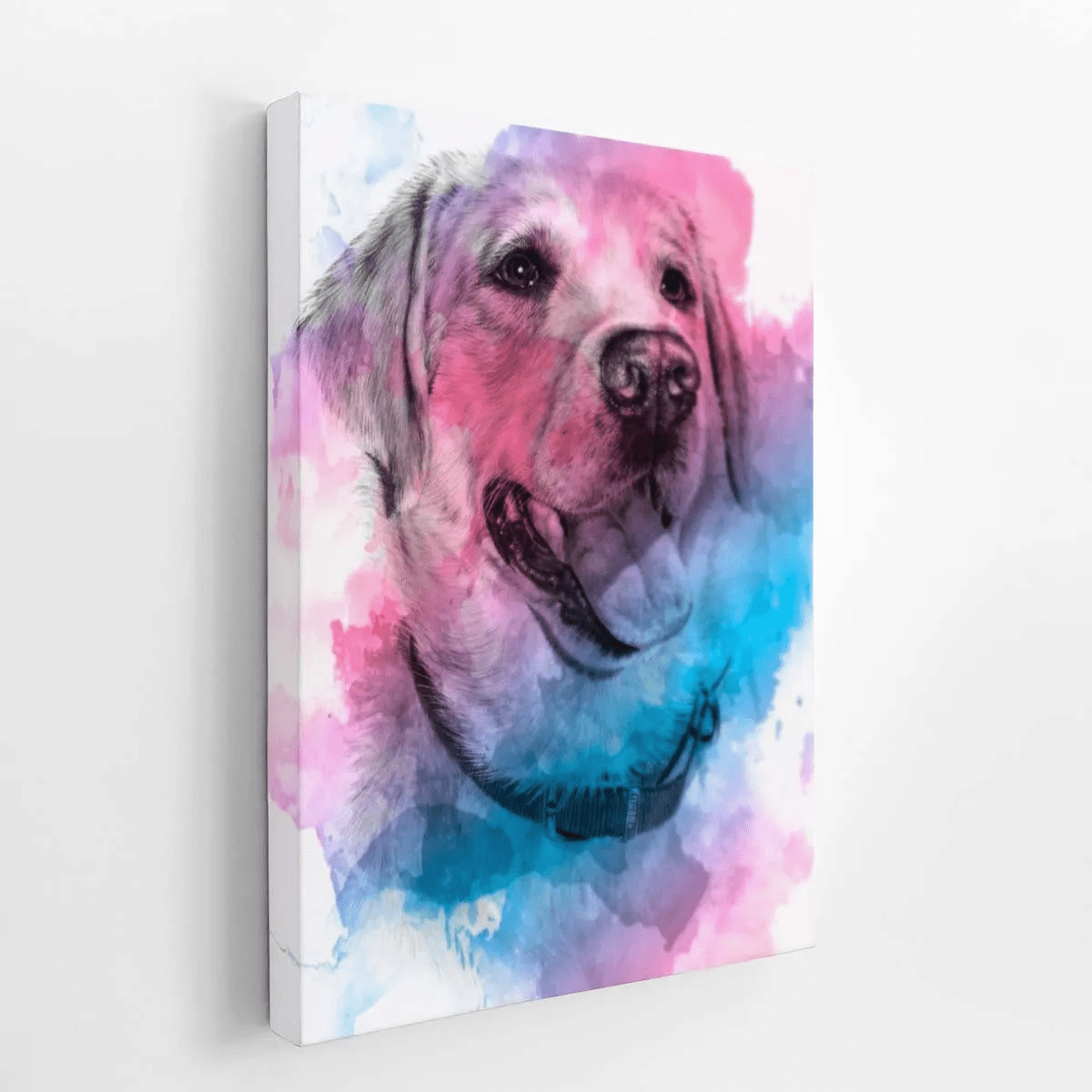 Quadro Cachorro Labrador Aquarela Tinta Canvas