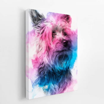 Quadro Cachorro Yorkshire Terrier Canvas Aquarela
