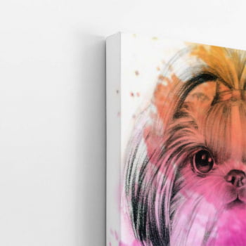 Quadro Cão Cachorro Shih Tzu Fêmea Aquarela Canvas 