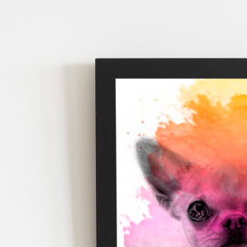 Quadro Chihuahua Cachorro Colorido Aquarela Canvas 