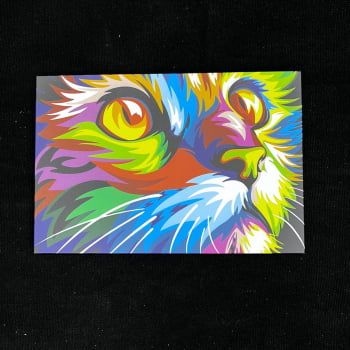 Quadro Gato Colorido Animais Tela Canvas Decorativo 100x60cm