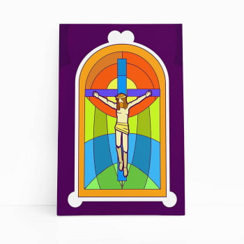 Quadro Jesus Cristo Crucificado Vitral Canvas