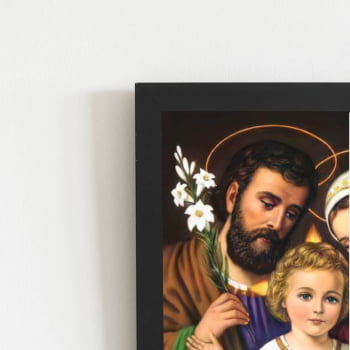 Quadro Jesus Cristo João e Maria Moldura Preta 60x40cm