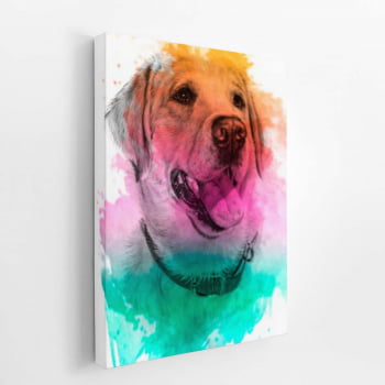 Quadro Labrador Cachorro Tinta Aquarela Canvas