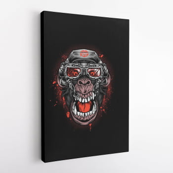 Quadro Macaco Monkey Vermelho Decorativo Canvas Látex