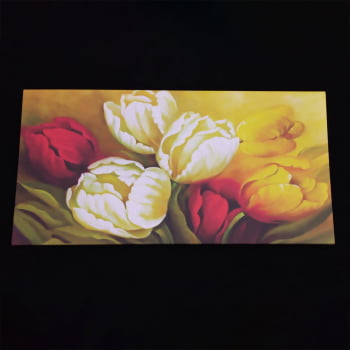 Quadro Pintura Rosas e Flores Coloridas Canvas 100x50cm