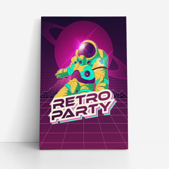 Quadro Retro Party Festa Astronauta Planeta Canvas