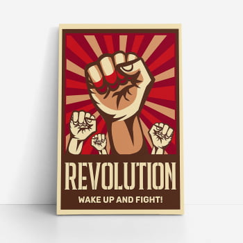 Quadro Revolution Revolução Punho Vermelho Canvas 