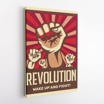 Quadro Revolution Revolução Punho Vermelho Canvas 