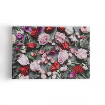 Quadro Rosas e Flores Coloridas Decorativo Canvas 