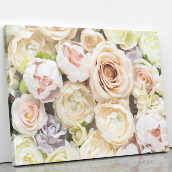 Quadro Rosas em Tons Pastéis Decorativo Canvas