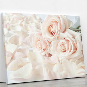 Quadro Rosas Flores Brancas Fotografia Canvas