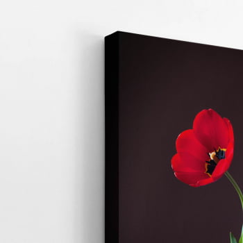 Quadro Tulipa Vermelha em Vaso Pintura Canvas