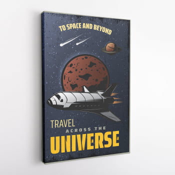 Quadro Viagem pelo Universo Foguete Planetas Canvas