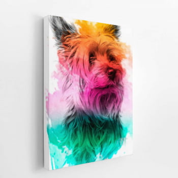 Quadro Yorkshire Terrier Cachorro Aquarela Canvas 