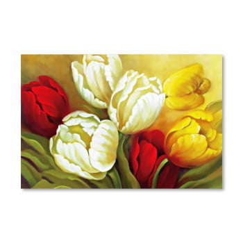 Quadro Canvas Pintura Rosas e Flores Coloridas