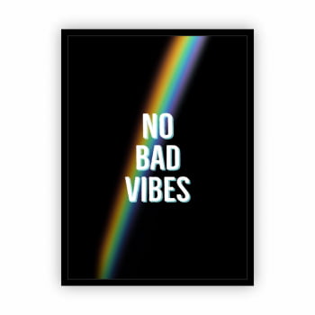 Quadro com Moldura Tumblr Frase No Bad Vibes Sem Más Vibrações