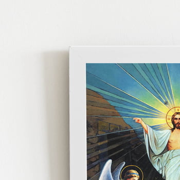 Quadro Jesus Cristo com os Anjos Arte Moldura Branca 60x40cm
