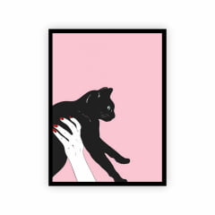 Quadro com Moldura Preta Tumblr Mão Segurando Gato Preto