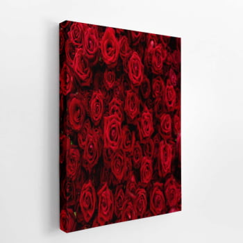 Rosas Buquê de Flores Vermelho Quadro Canvas