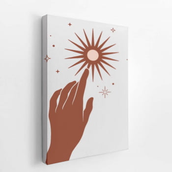 Sol Astros Arte Mãos Minimalista Quadro Canvas