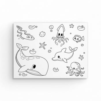 Tela Para Pintura Infantil Colorir Pintar Canvas Animais Marinhos