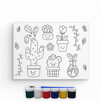 Tela Para Pintura Infantil Colorir Pintar Canvas Animais Marinhos com Tinta  e Pincel - Loja PlimShop, jogo de pintar animais online 